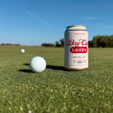 Bay City Lager can with golf ball